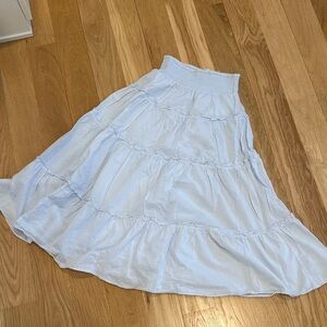 Katie J NYC Sky Blue A-Line Tiered Skirt